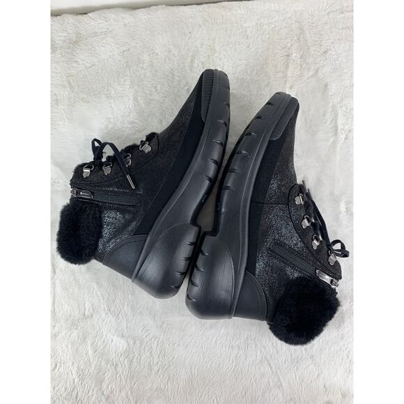 Bzees Womens Garner Black Shearling Ankle Bootie Machine Washable Size 9.5 - Picture 4 of 8